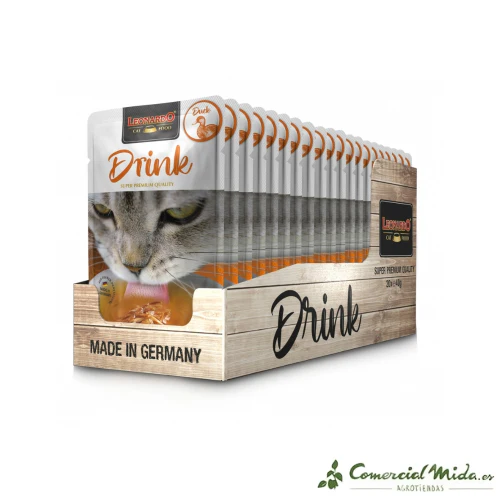 LEONARDO Drink Duck Alimento Complementario para Gatos Adultos Pack 20x40 gr