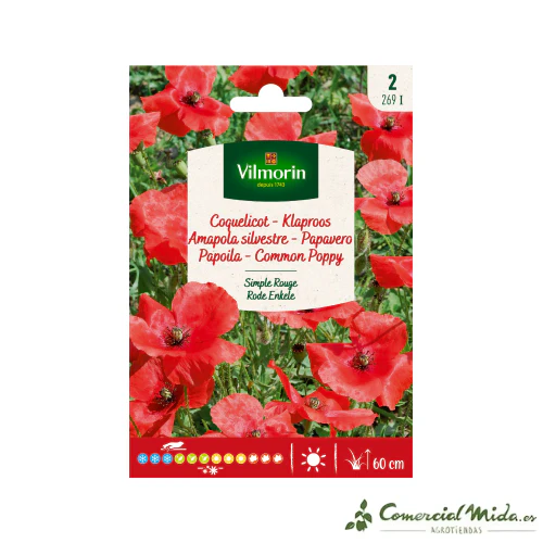 VILMORIN Semillas Amapola Silvestre Simple Roja